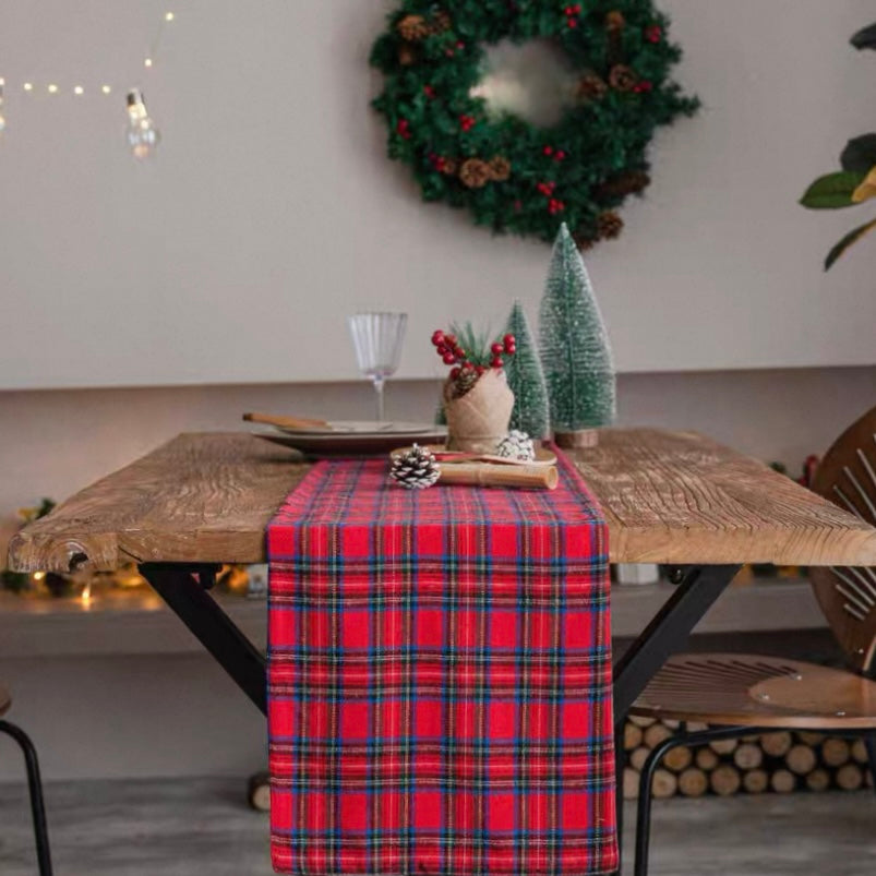 Christmas Tartan Table Runner - Red