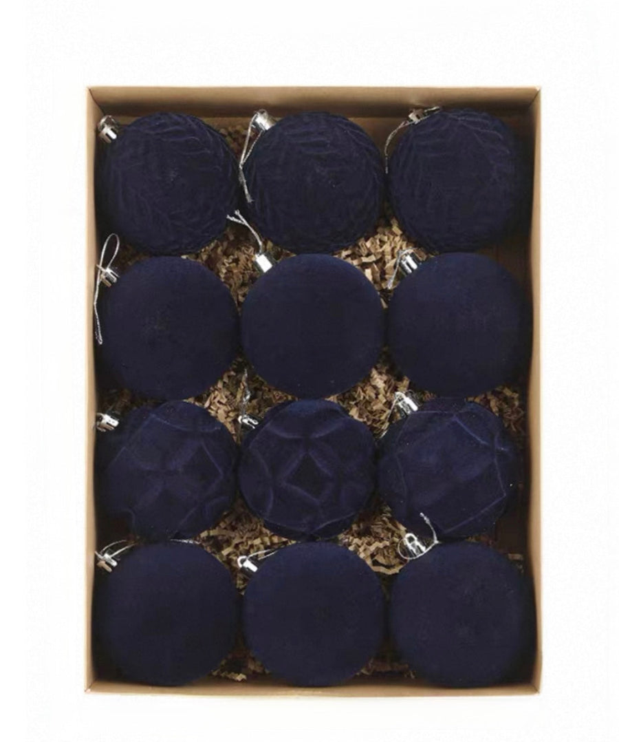 Velvet Christmas Baubles - Set of 12