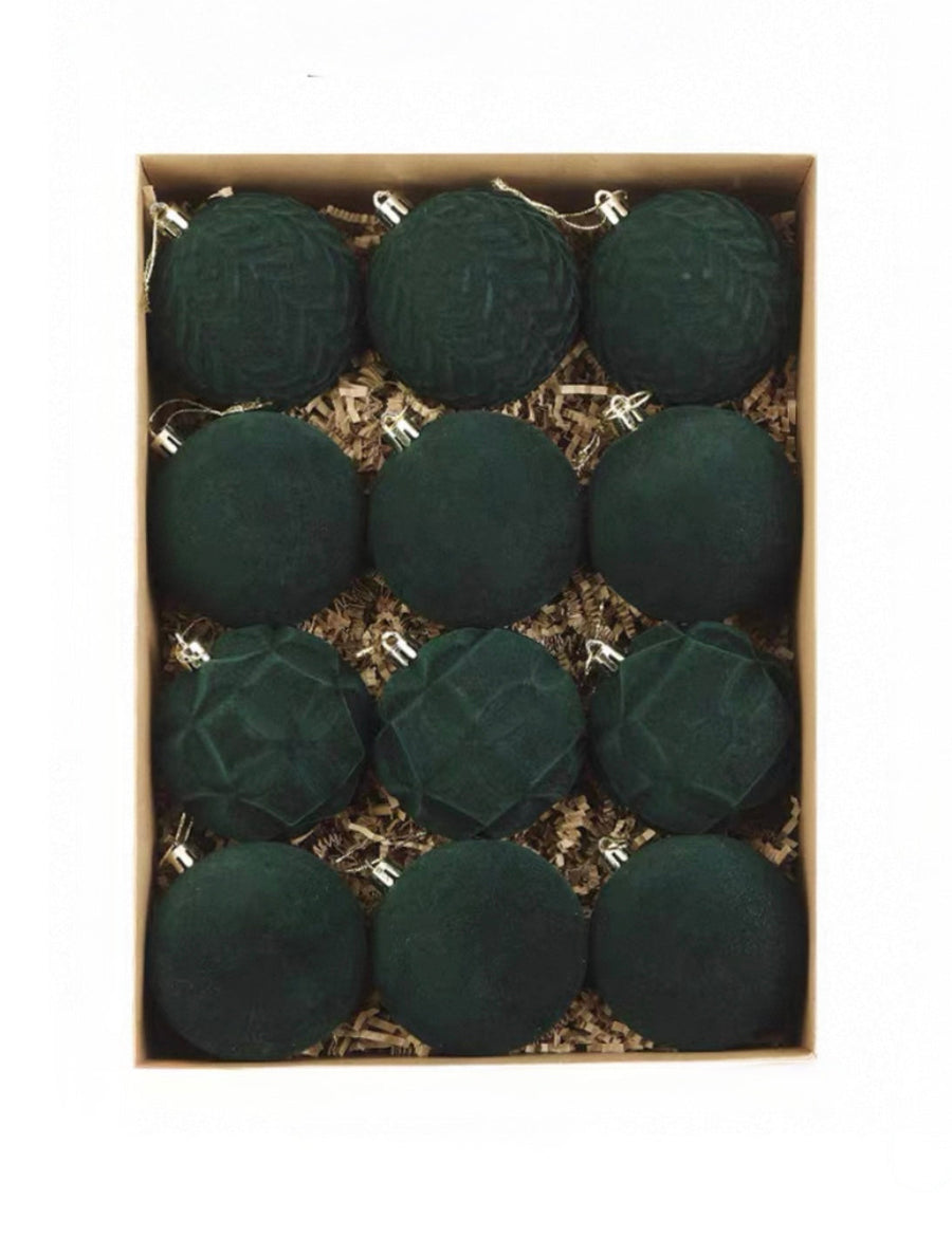 Velvet Christmas Baubles - Set of 12