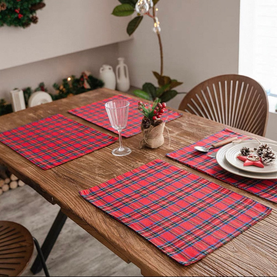 Christmas Tartan Placemats - Red (set of 4)