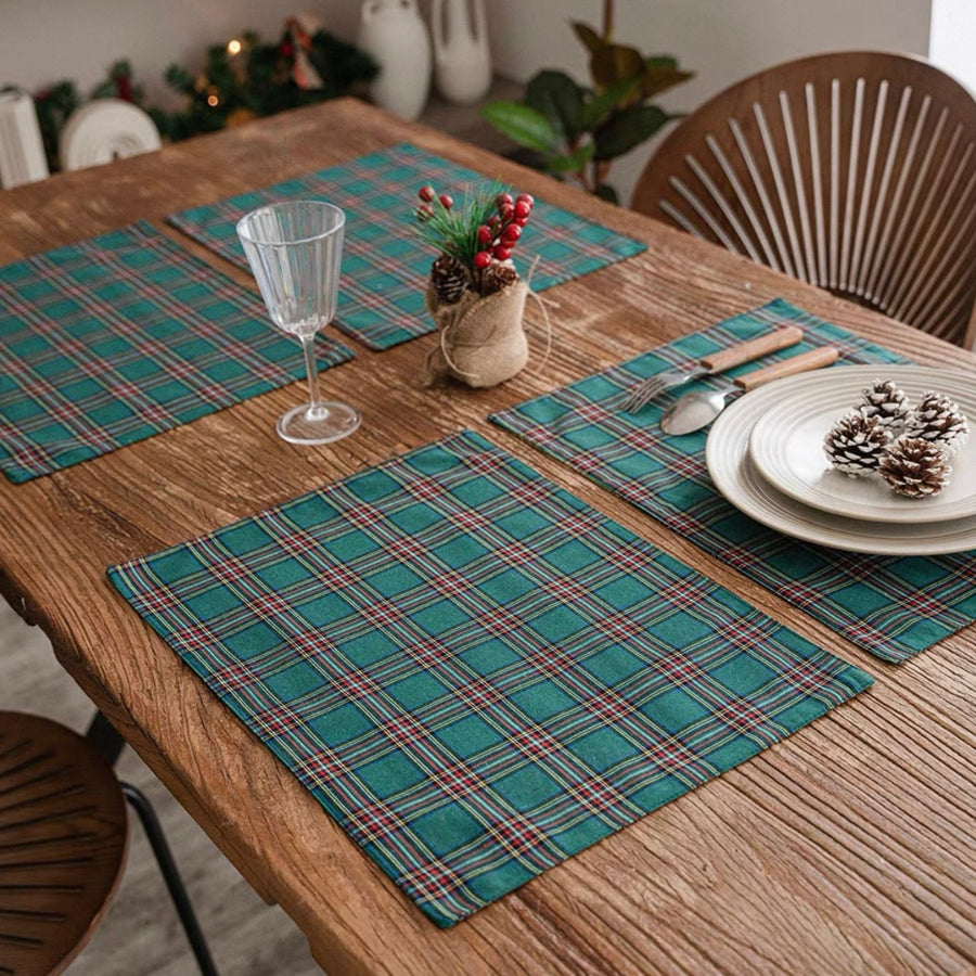 Christmas Tartan Placemats - Green (set of 4)