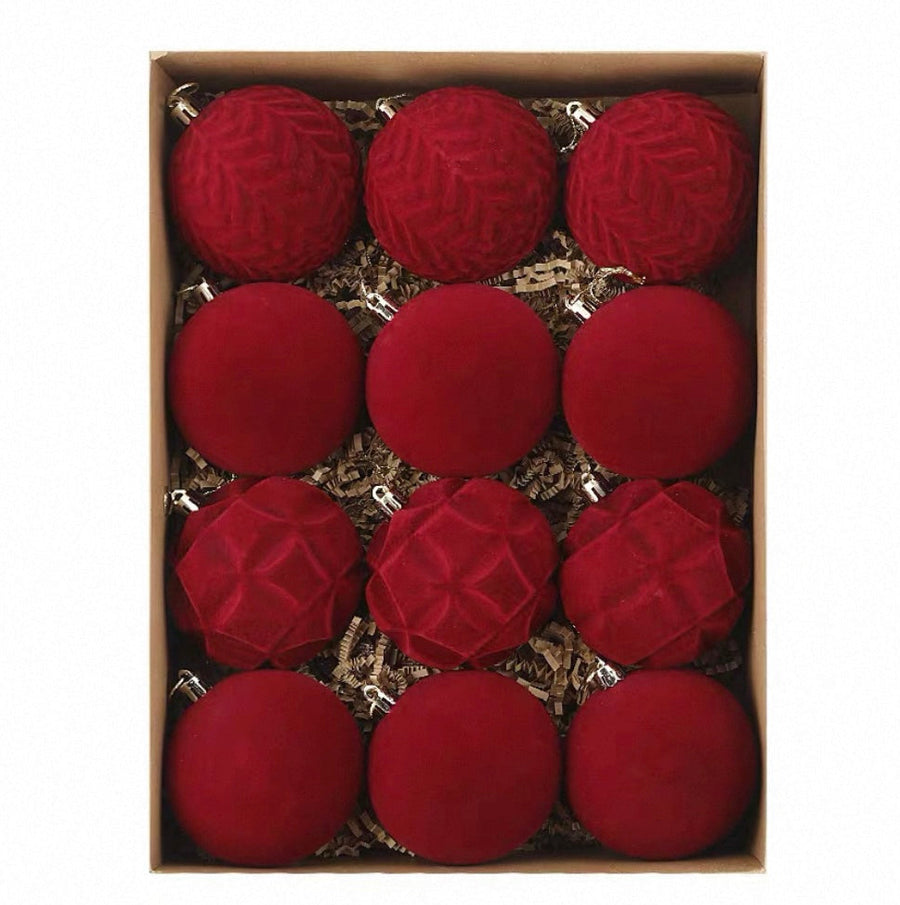 Velvet Christmas Baubles - Set of 12