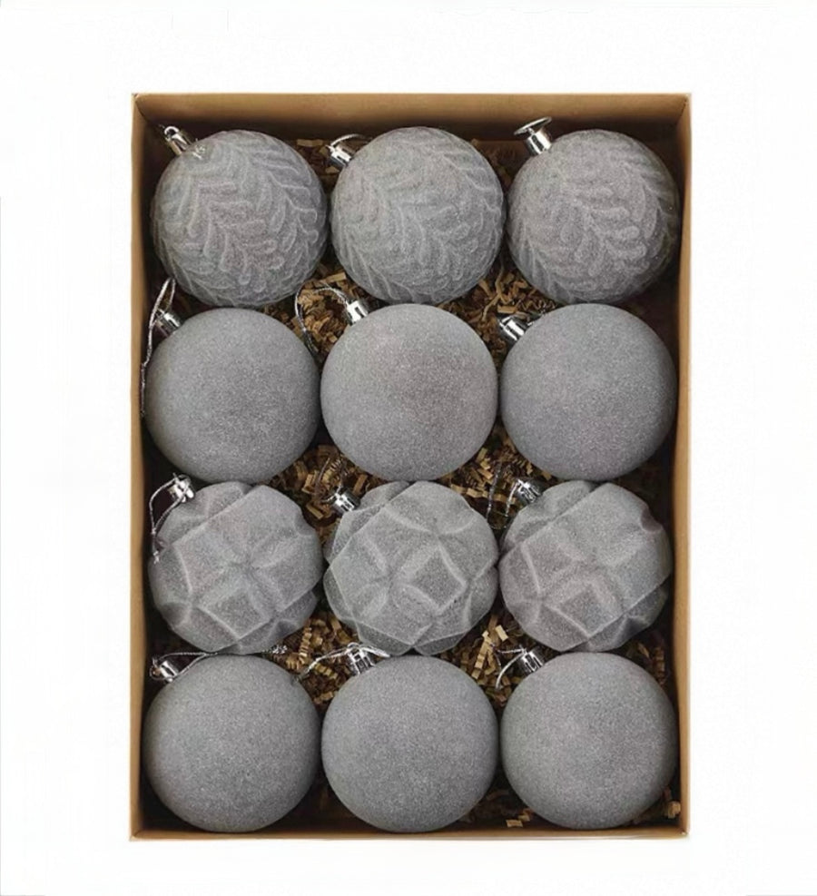 Velvet Christmas Baubles - Set of 12