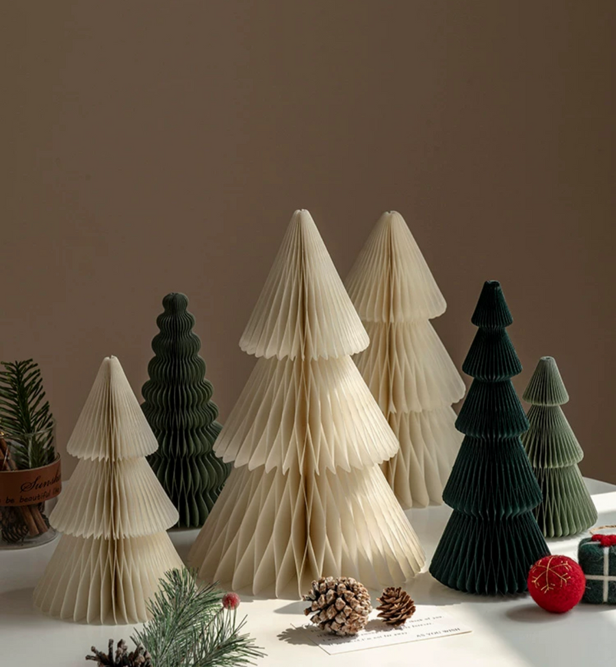 Set of Six Decorative Paper Tabletop Trees