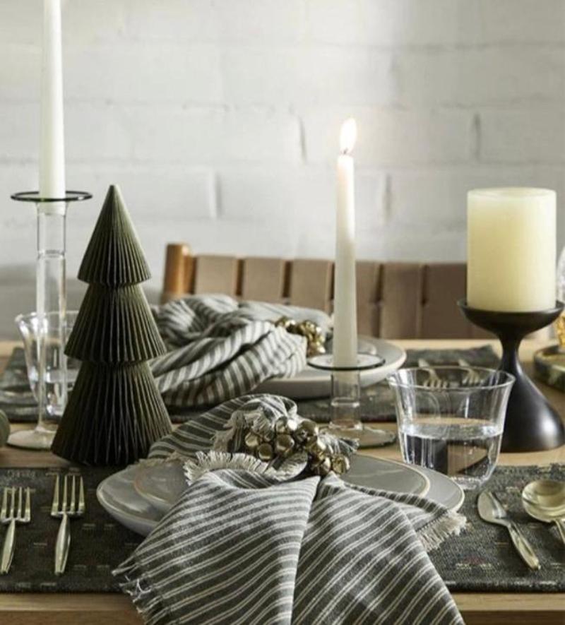 Tonal Green Set of Three Decorative Paper Tabletop Trees