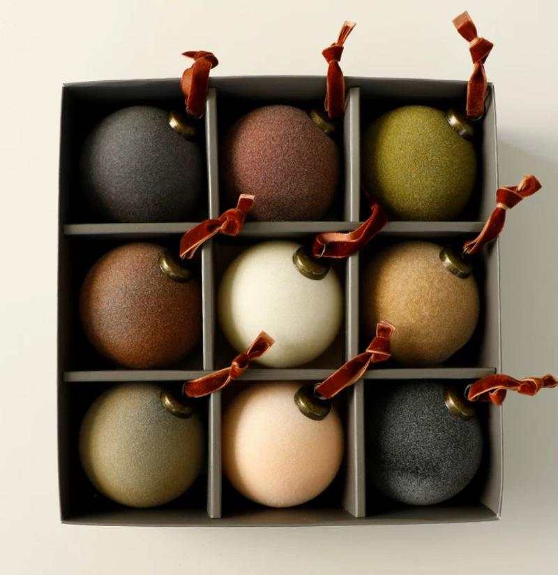 Velvet Christmas Baubles - Set of 9