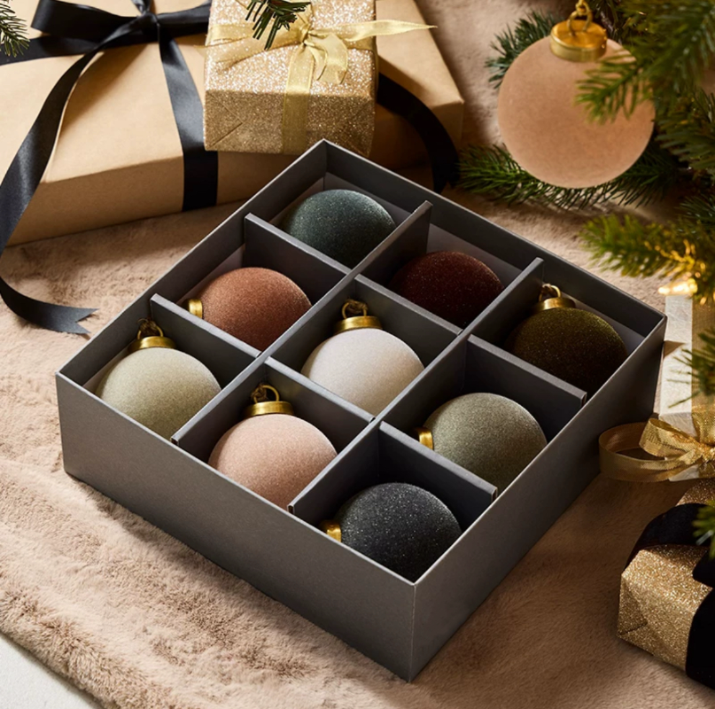 Velvet Christmas Baubles - Set of 9