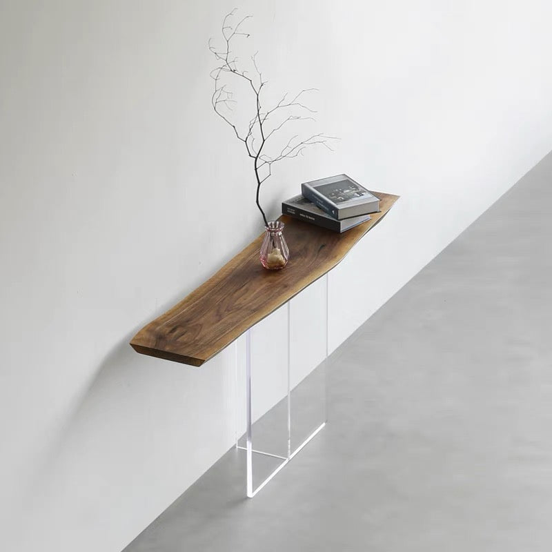 Floating Console - Wood & Acrylic - American Walnut – LineaLiving